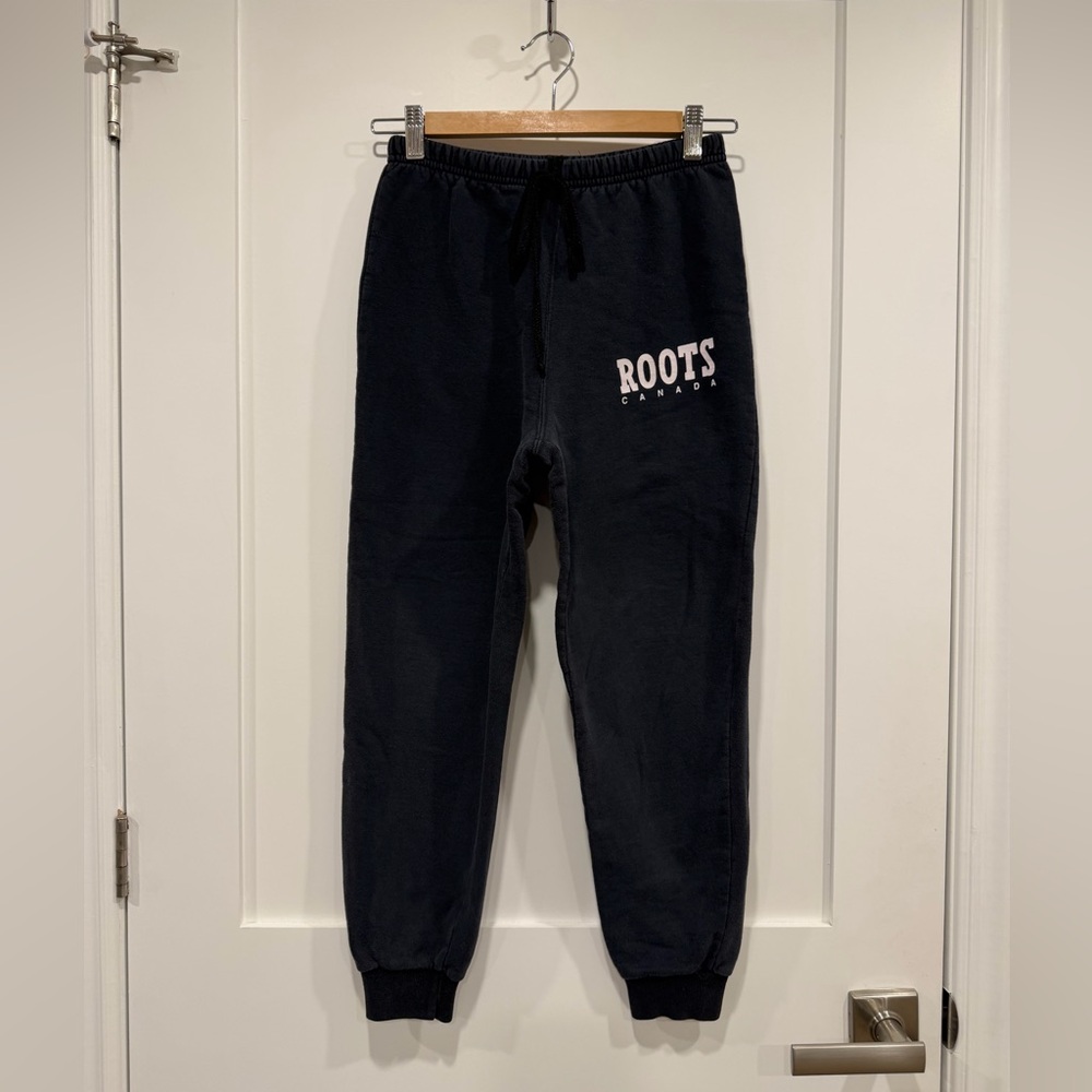 Roots Kids Black Joggers with Logo